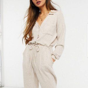 ASOS design cozy button front collar JUMPSUIT